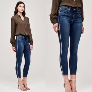 L'agence Margot Skinny High Rise Jeans Gold Stripe